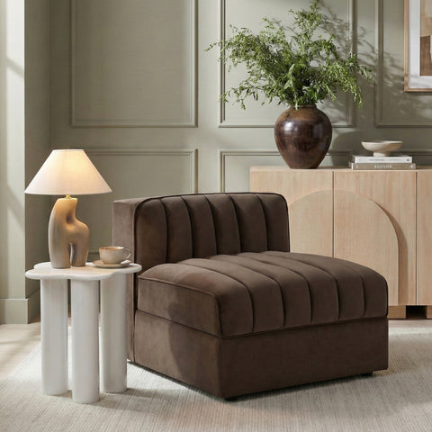 Talia Brown Velvet Performance Fabric Upholstered Chair, 1 Piece