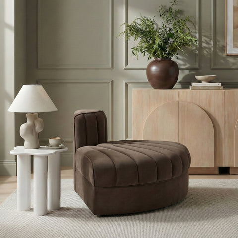 Talia Brown Velvet Performance Fabric Upholstered Chair, 1 Piece (Style 3)
