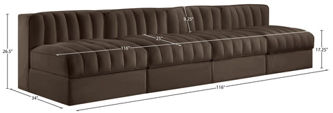 Talia Brown Velvet Performance Fabric Upholstered Sofa, 4-Piece (Style 2)
