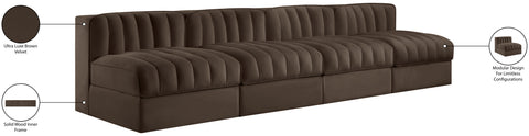 Talia Brown Velvet Performance Fabric Upholstered Sofa, 4-Piece (Style 2)