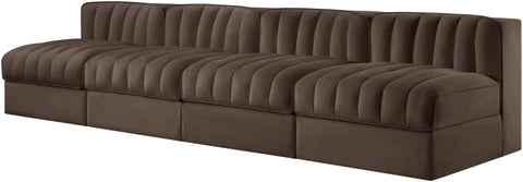 Talia Brown Velvet Performance Fabric Upholstered Sofa, 4-Piece (Style 2)