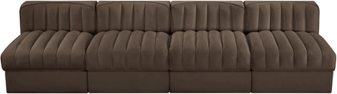 Talia Brown Velvet Performance Fabric Upholstered Sofa, 4-Piece (Style 2)