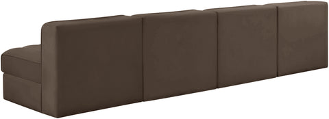 Talia Brown Velvet Performance Fabric Upholstered Sofa, 4-Piece (Style 2)