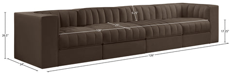 Talia Brown Velvet Performance Fabric Upholstered Sofa, 4-Piece (Style 3)