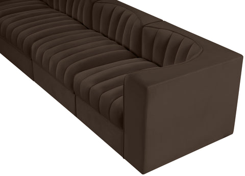 Talia Brown Velvet Performance Fabric Upholstered Sofa, 4-Piece (Style 3)