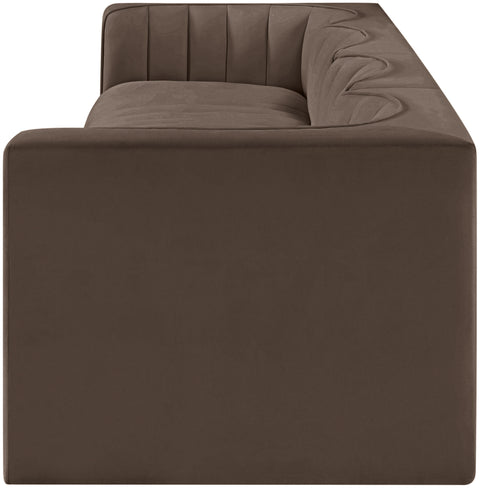 Talia Brown Velvet Performance Fabric Upholstered Sofa, 4-Piece (Style 3)