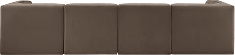 Talia Brown Velvet Performance Fabric Upholstered Sofa, 4-Piece (Style 3)