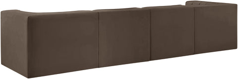 Talia Brown Velvet Performance Fabric Upholstered Sofa, 4-Piece (Style 3)