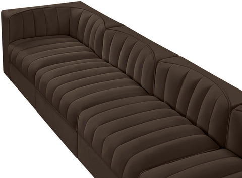 Talia Brown Velvet Performance Fabric Upholstered Sofa, 4-Piece (Style 3)