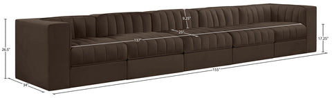 Talia Brown Velvet Performance Fabric Upholstered Sofa, 5-Piece
