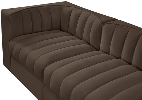 Talia Brown Velvet Performance Fabric Upholstered Sofa, 5-Piece
