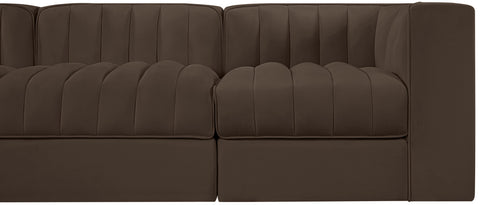 Talia Brown Velvet Performance Fabric Upholstered Sofa, 5-Piece