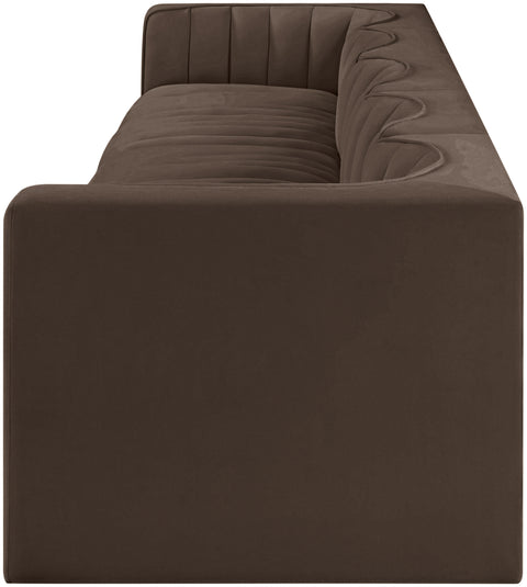 Talia Brown Velvet Performance Fabric Upholstered Sofa, 5-Piece