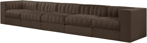 Talia Brown Velvet Performance Fabric Upholstered Sofa, 5-Piece