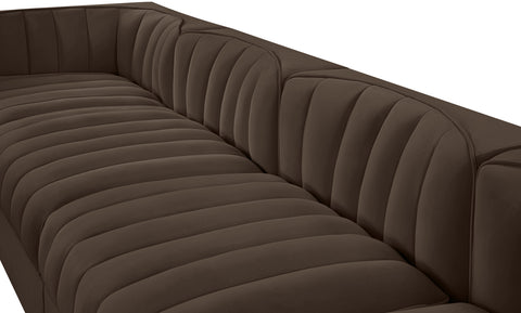 Talia Brown Velvet Performance Fabric Upholstered Sofa, 5-Piece