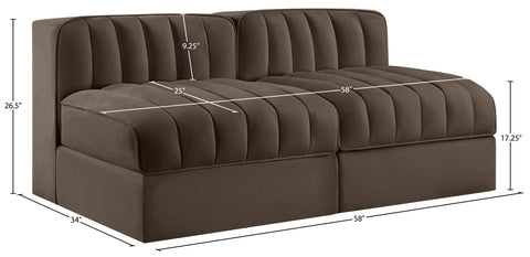 Talia Brown Velvet Performance Fabric Upholstered Loveseat, 2-Piece
