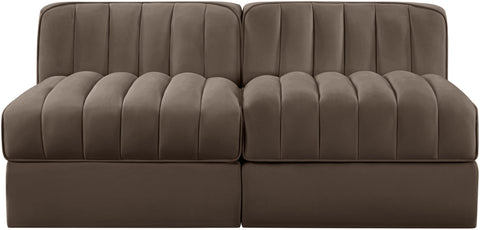 Talia Brown Velvet Performance Fabric Upholstered Loveseat, 2-Piece