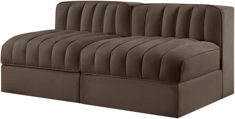Talia Brown Velvet Performance Fabric Upholstered Loveseat, 2-Piece