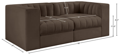 Talia Brown Velvet Performance Fabric Upholstered Loveseat, 2-Piece (Style 2)