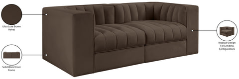 Talia Brown Velvet Performance Fabric Upholstered Loveseat, 2-Piece (Style 2)