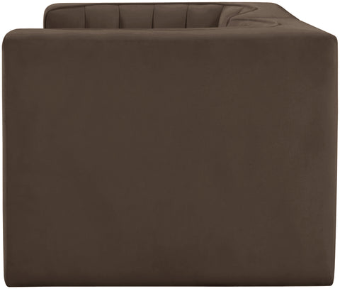 Talia Brown Velvet Performance Fabric Upholstered Loveseat, 2-Piece (Style 2)