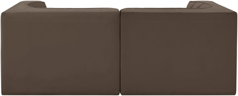 Talia Brown Velvet Performance Fabric Upholstered Loveseat, 2-Piece (Style 2)