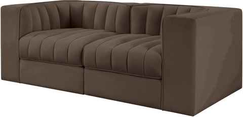 Talia Brown Velvet Performance Fabric Upholstered Loveseat, 2-Piece (Style 2)