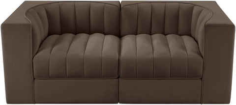 Talia Brown Velvet Performance Fabric Upholstered Loveseat, 2-Piece (Style 2)
