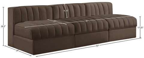Talia Brown Velvet Performance Fabric Upholstered Sofa, 3-Piece