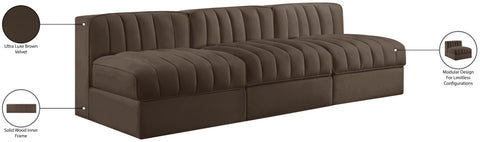 Talia Brown Velvet Performance Fabric Upholstered Sofa, 3-Piece
