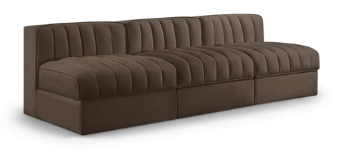 Talia Brown Velvet Performance Fabric Upholstered Sofa, 3-Piece