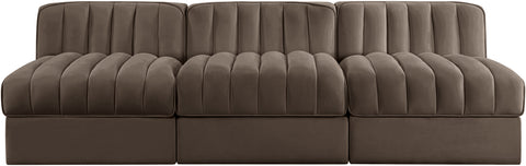 Talia Brown Velvet Performance Fabric Upholstered Sofa, 3-Piece