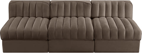 Talia Brown Velvet Performance Fabric Upholstered Sofa, 3-Piece