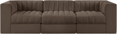 Talia Brown Velvet Performance Fabric Upholstered Sofa, 3-Piece (Style 2)