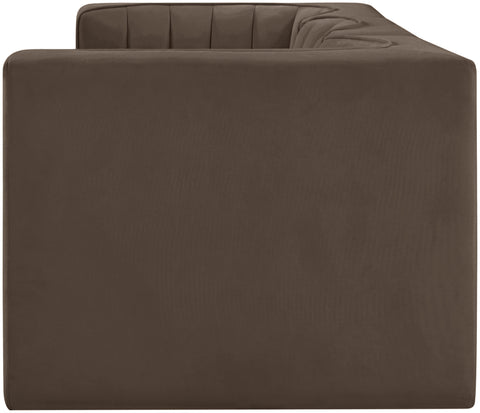 Talia Brown Velvet Performance Fabric Upholstered Sofa, 3-Piece (Style 2)