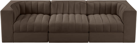Talia Brown Velvet Performance Fabric Upholstered Sofa, 3-Piece (Style 2)