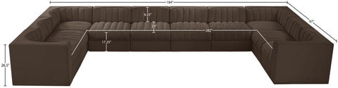 Talia Brown Velvet Performance Fabric Upholstered Sectional, 10-Piece