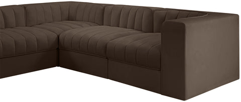 Talia Brown Velvet Performance Fabric Upholstered Sectional, 10-Piece
