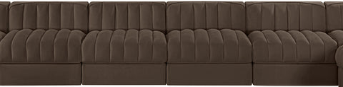 Talia Brown Velvet Performance Fabric Upholstered Sectional, 10-Piece