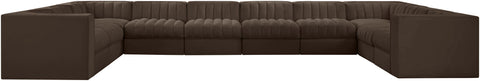 Talia Brown Velvet Performance Fabric Upholstered Sectional, 10-Piece