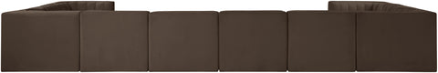 Talia Brown Velvet Performance Fabric Upholstered Sectional, 10-Piece