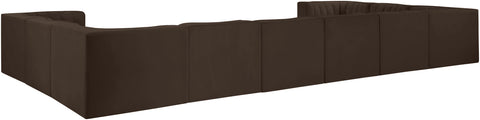 Talia Brown Velvet Performance Fabric Upholstered Sectional, 10-Piece