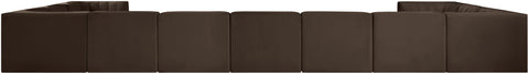 Talia Brown Velvet Performance Fabric Upholstered Sectional, 11-Piece