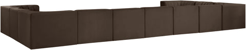 Talia Brown Velvet Performance Fabric Upholstered Sectional, 11-Piece