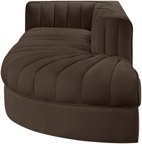 Talia Brown Velvet Performance Fabric Upholstered Sectional, 3-Piece