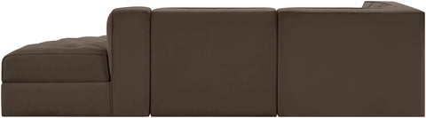 Talia Brown Velvet Performance Fabric Upholstered Sectional, 3-Piece