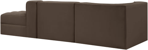 Talia Brown Velvet Performance Fabric Upholstered Sectional, 3-Piece