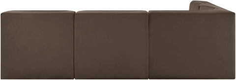 Talia Brown Velvet Performance Fabric Upholstered Sectional, 4-Piece