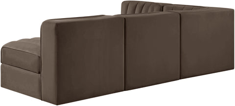 Talia Brown Velvet Performance Fabric Upholstered Sectional, 4-Piece