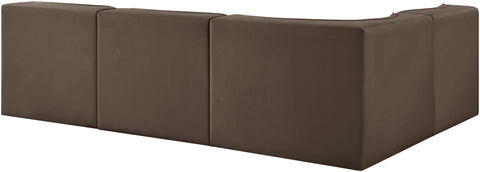 Talia Brown Velvet Performance Fabric Upholstered Sectional, 4-Piece